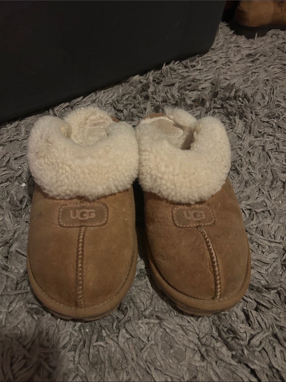 UGG COQUETTE Chestnut Suede Shearling Cuff Slip-Ons